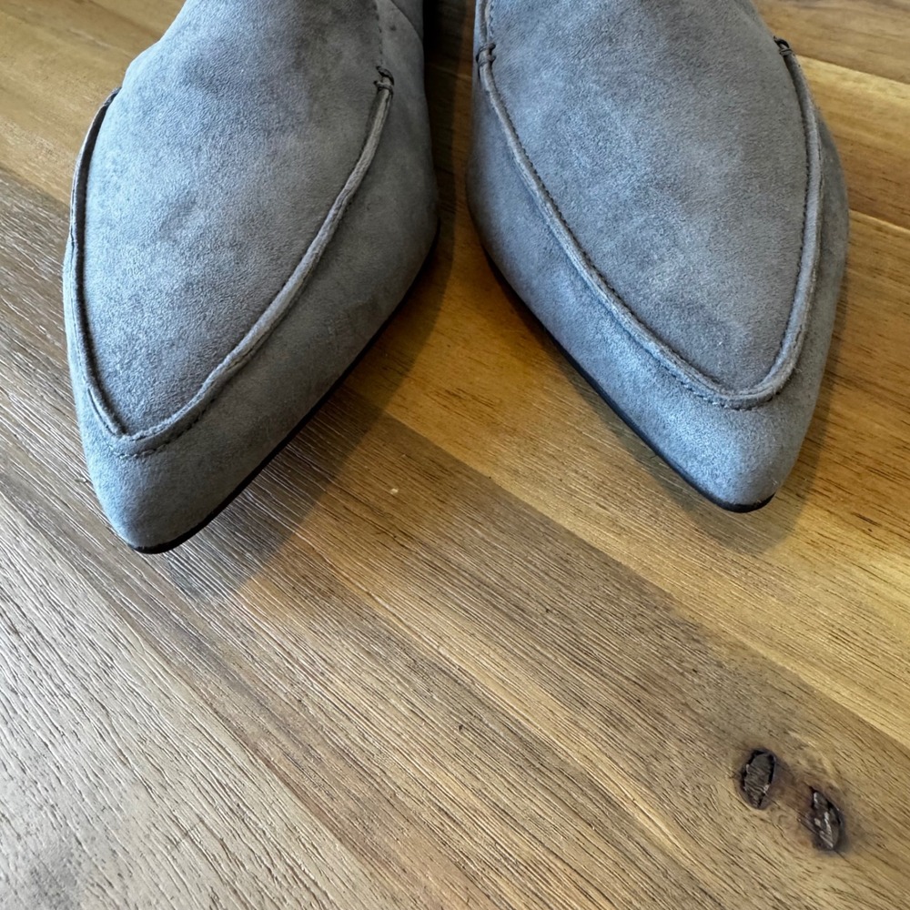 J. Jill Women  9.5M Gray Suede Leather Pointed Toe Loafer Flats Classic Luxury - Picture 8 of 14